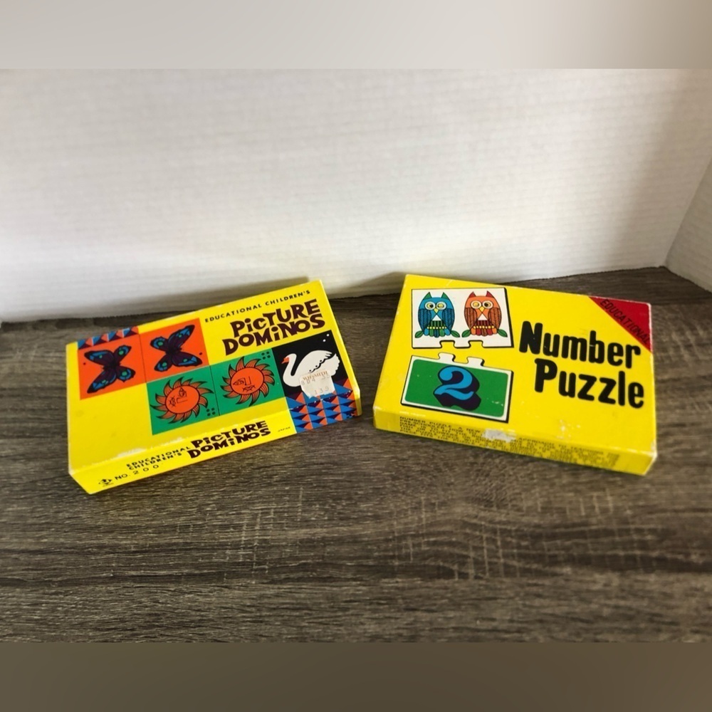 Vtg Picture Dominos and Number Puzzle Sets